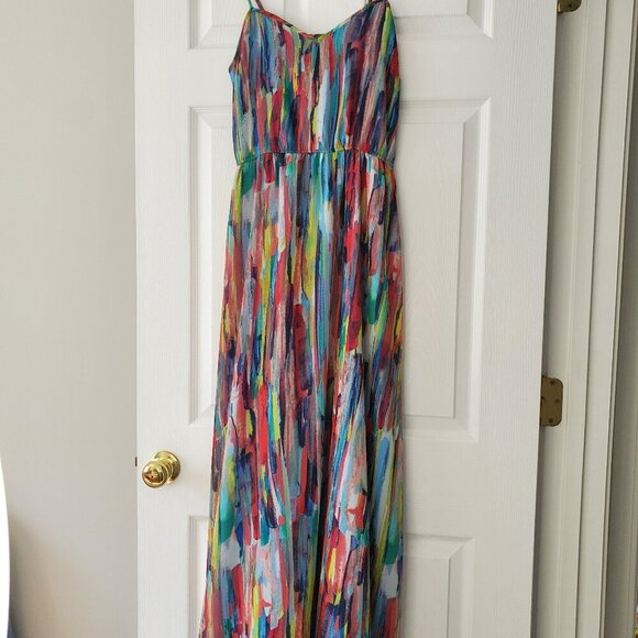 Jack by BB Dakota Dresses & Skirts - Jack, Size 4, Watercolor adjustable spaghetti strap, elastic waist maxi dress